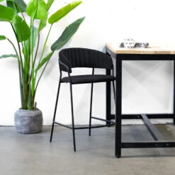 Giga Meubel Barstoel Velvet Zwart - Metalen Onderstel - Stoel Turin -Relax Verkoop 1000089888 0102