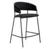 Giga Meubel Barstoel Velvet Zwart - Metalen Onderstel - Stoel Turin
