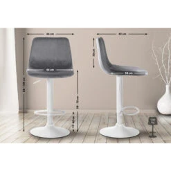 CLP Barkruk Divo Fluweel Wit Frame Grijs -Relax Verkoop 1000091798 0101