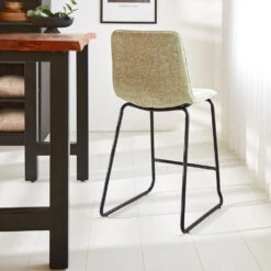 Barkruk Mark Chenille Lichtgroen - Zithoogte 65 Cm - Polyester - Groen -Relax Verkoop 1000093704 0102