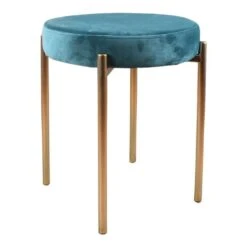 DS4U® Mika Velvet Kruk - Stof - Blauw 5 DS4U® Mika Velvet Kruk - Stof - Blauw -Relax Verkoop 1000093828 0102