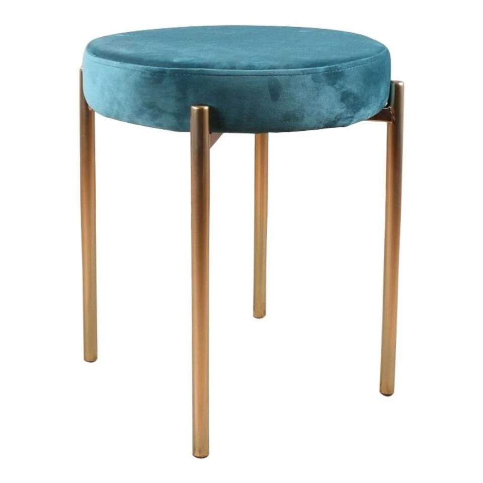 DS4U® Mika Velvet Kruk - Stof - Blauw 3 DS4U® Mika Velvet Kruk - Stof - Blauw - Image 3