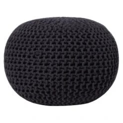 Beliani Poef CONRAD - Zwart Katoen