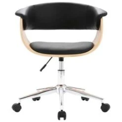 VidaXL Kantoorstoel Draaibaar Gebogen Hout En Kunstleer Zwart -Relax Verkoop 1493895504 0103