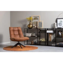 WOOOD Jouke Draaifauteuil - Kunstleer - Cognac - 97x70x85 -Relax Verkoop 1697548865 0102