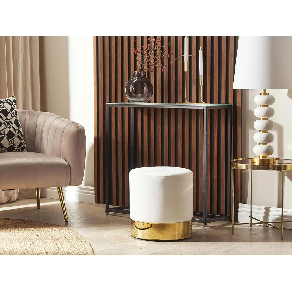 Beliani Poef SOPHIA - Wit Fluweel 2 Beliani Poef SOPHIA - Wit Fluweel - Image 2