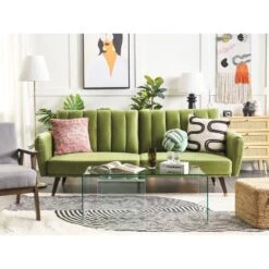 Beliani Slaapbank - VIMMERBY Groen Fluweel -Relax Verkoop 17822db43dd442d4a7e38627eec6417a