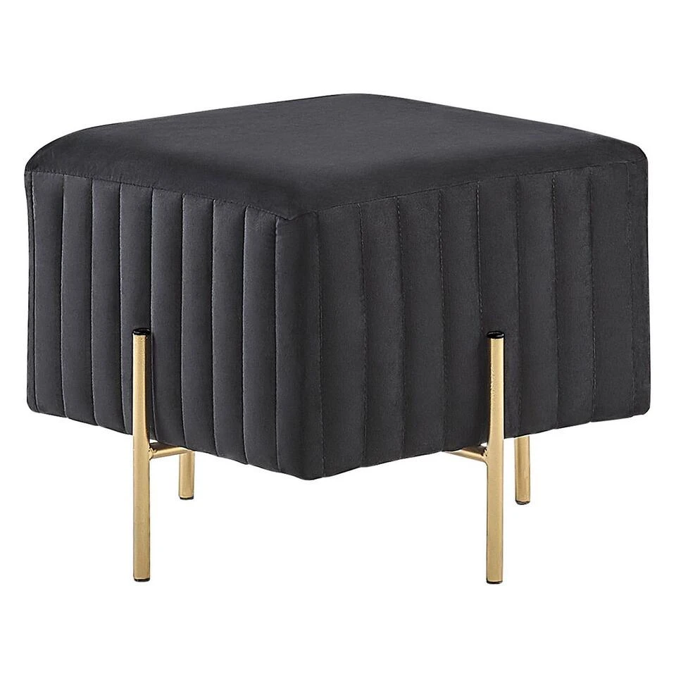 Beliani Hocker DAYTON - Zwart Fluweel 1 Beliani Hocker DAYTON - Zwart Fluweel