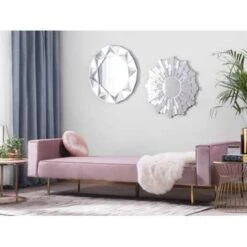 Beliani Driezitsbank - VISNES Roze Fluweel -Relax Verkoop 190eb4e6ed0540f7a52520b21d1e4da2