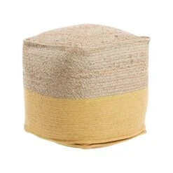 Beliani Poef KIRAMA - Beige Katoen, Jute