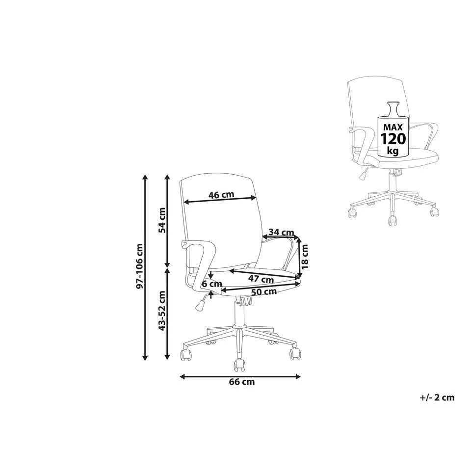 Beliani Bureaustoel BONNY - Zwart Polyester 3 Beliani Bureaustoel BONNY - Zwart Polyester - Image 3