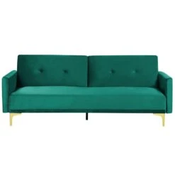 Beliani Driezitsbank - LUCAN Groen Fluweel -Relax Verkoop 1e559e86de1449a7ab84321e4c41c653