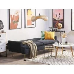 Beliani Slaapbank - VETTRE Zwart Fluweel -Relax Verkoop 2a808c5a5a554707a3e57c4ae150c35a