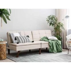 Beliani Driezitsbank - RONNE Beige Polyester -Relax Verkoop 2b5444a0dd5c45e79769c0e4b8f303cc