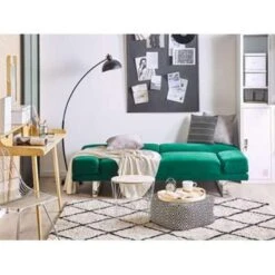 Beliani Slaapbank - YORK Groen Fluweel -Relax Verkoop 2d730a924eb24437b6981235fe5e8c36