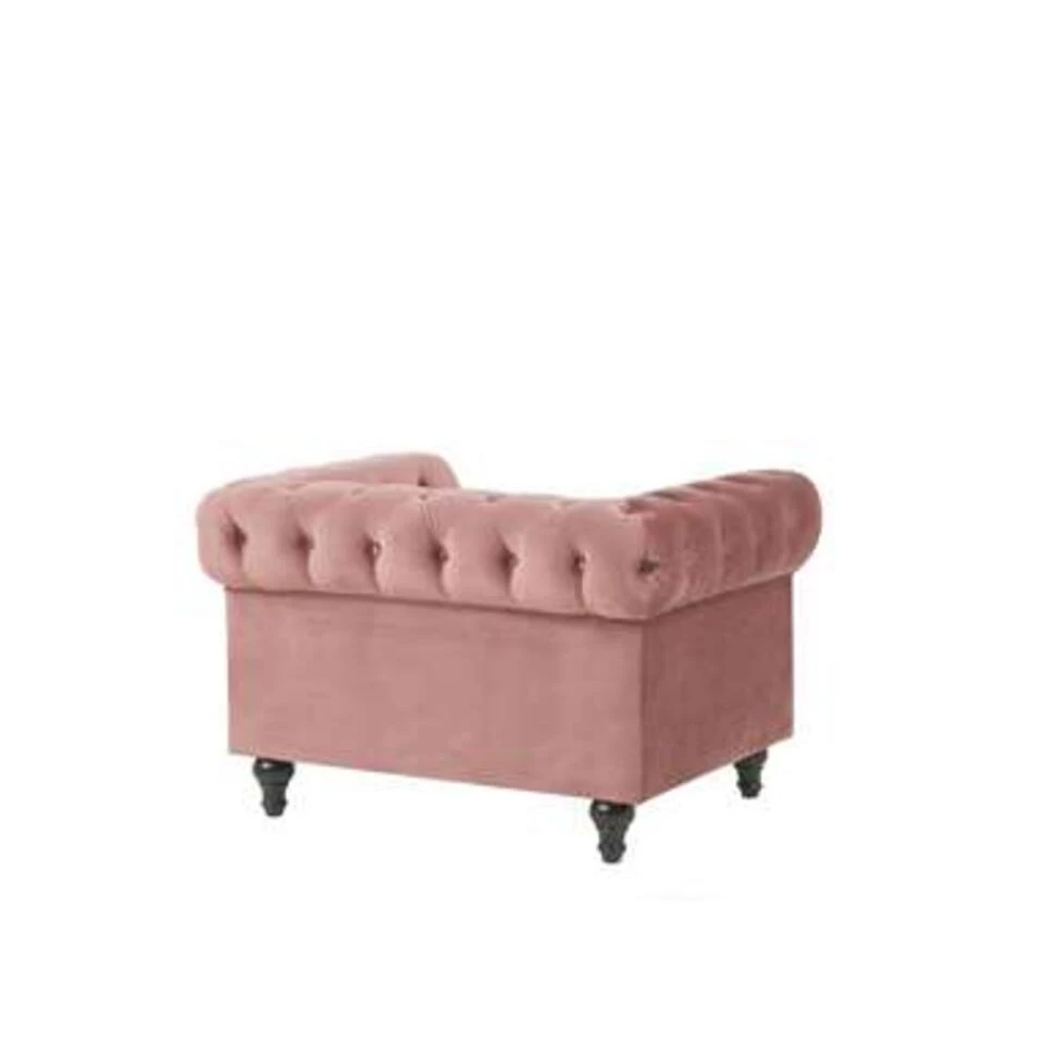 Beliani Fauteuil CHESTERFIELD - Roze Fluweel 4 Beliani Fauteuil CHESTERFIELD - Roze Fluweel - Image 4