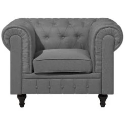 Beliani Fauteuil CHESTERFIELD - Grijs Polyester -Relax Verkoop 3b1f97fd0d2f4363b4e8c754a98f2818