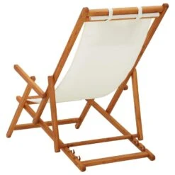 VidaXL Strandstoel Inklapbaar Massief Eucalyptushout En Stof Crème -Relax Verkoop 453ab6aafaca4c6eb483059a8035bd39