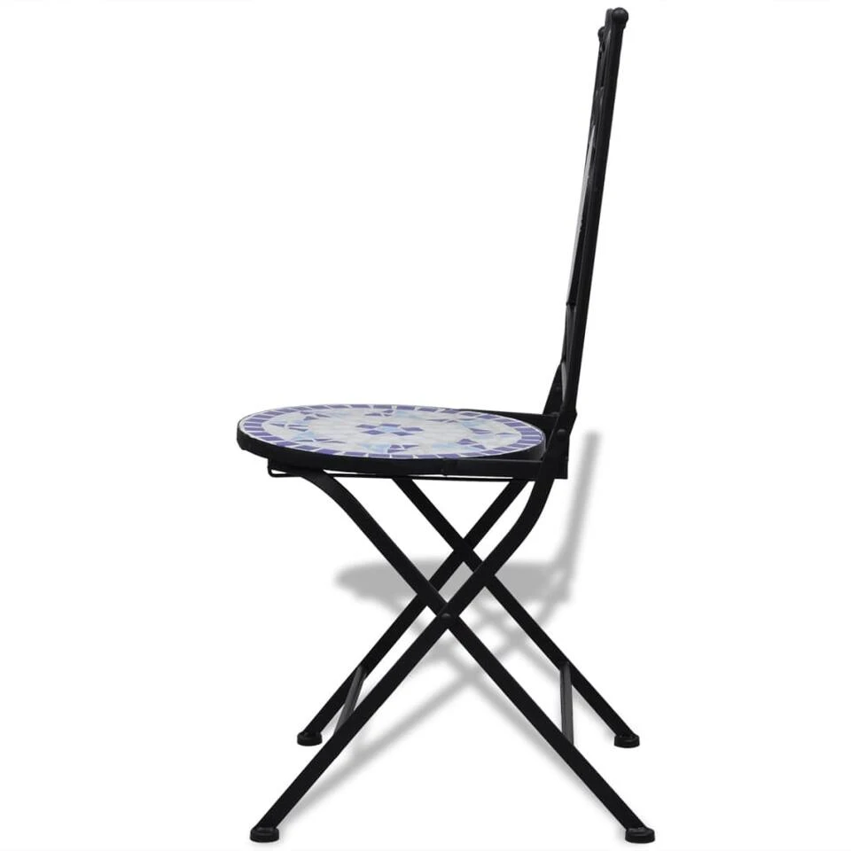 VidaXL Bistrostoelen Inklapbaar 2 St Keramiek Blauw En Wit 3 VidaXL Bistrostoelen Inklapbaar 2 St Keramiek Blauw En Wit - Image 3