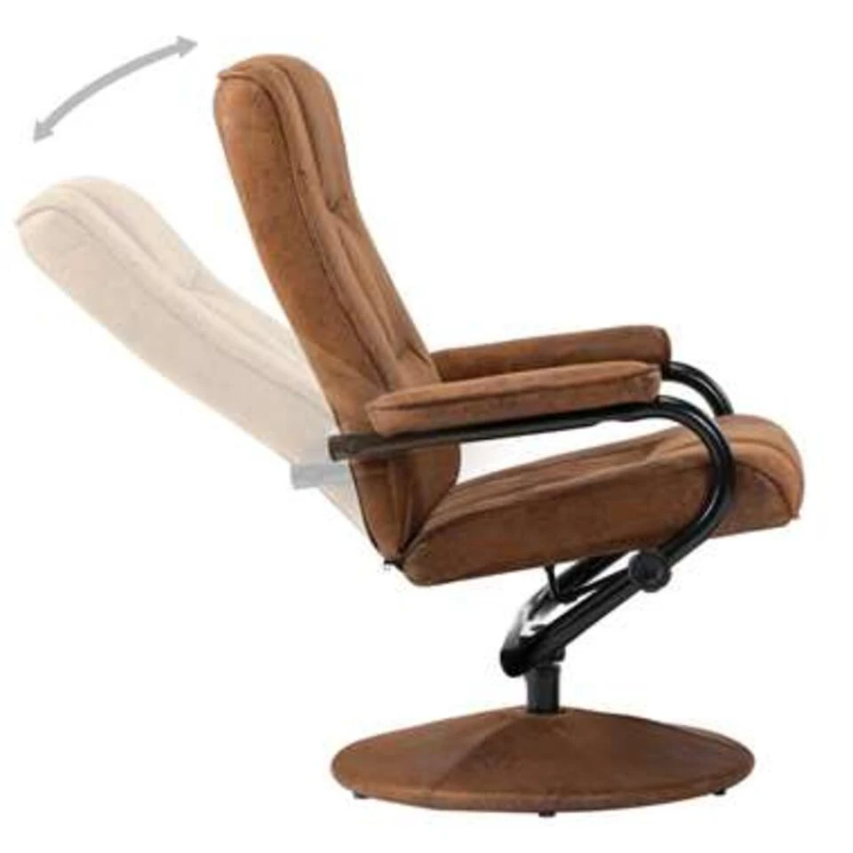 VidaXL Televisiefauteuil Met Voetenbankje Kunstsuède Bruin 3 VidaXL Televisiefauteuil Met Voetenbankje Kunstsuède Bruin - Image 3