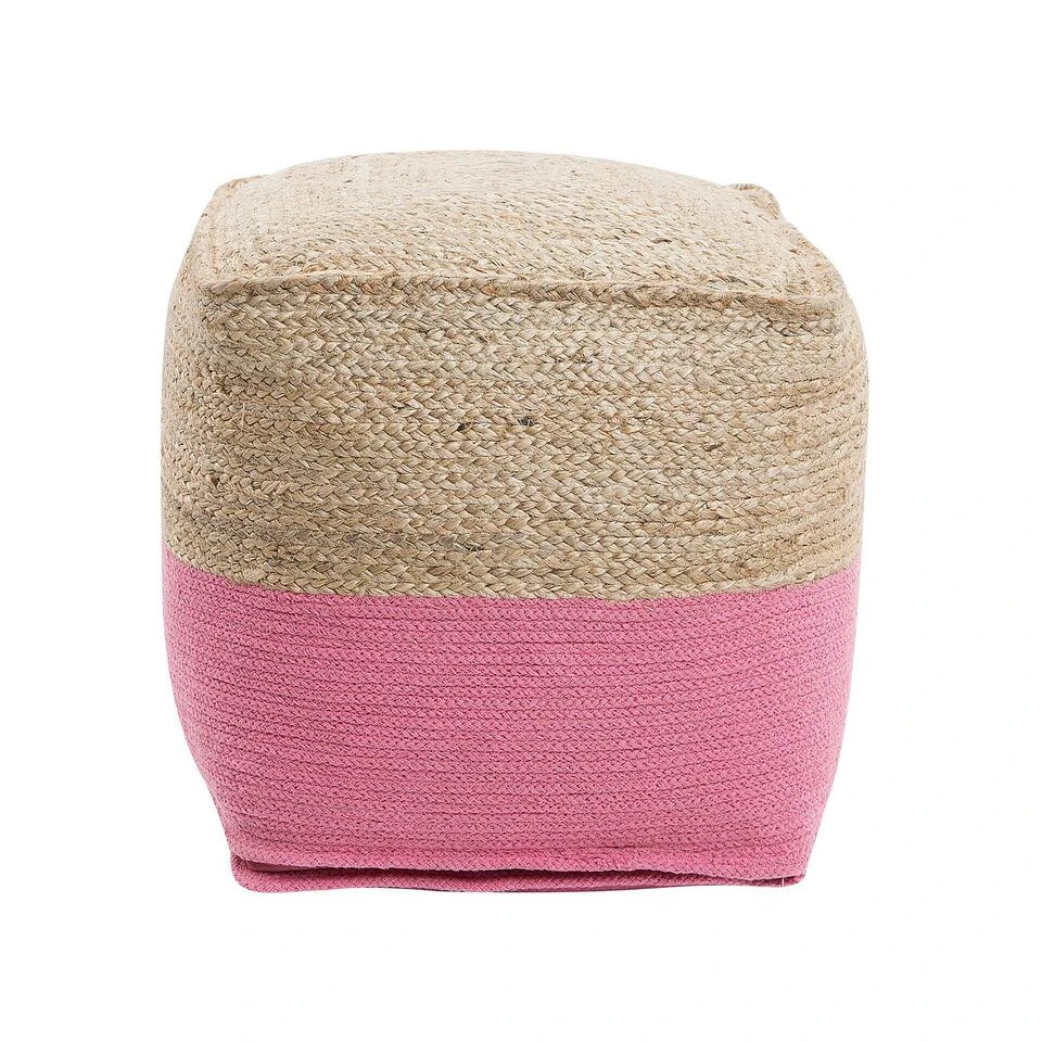 Beliani Poef KIRAMA - Beige Katoen, Jute 4 Beliani Poef KIRAMA - Beige Katoen, Jute - Image 4