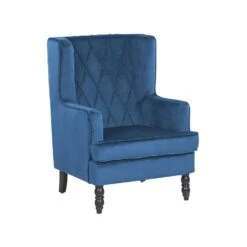 Beliani Fauteuil SANDSET - Blauw Fluweel -Relax Verkoop 5b7936bf639d44c6a3baaf9add873054