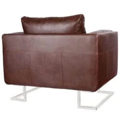 VidaXL Fauteuil Met Verchroomde Poten Kubus Kunstleer Bruin -Relax Verkoop 7c52134587344262afacb01fbb1191d9
