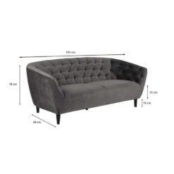 Bank Thyrza 3-zits - Fluweel - Donkergrijs -Relax Verkoop 81019460 6900