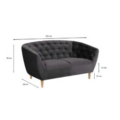 Bank Thyrza 2-zits - Fluweel - Donkergrijs -Relax Verkoop 81020424 6900