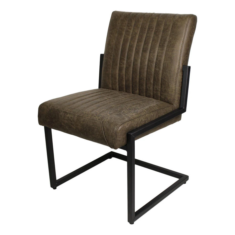 HSM Eetkamerstoel Texas - Yachtleder - Legergroen 1 HSM Eetkamerstoel Texas - Yachtleder - Legergroen