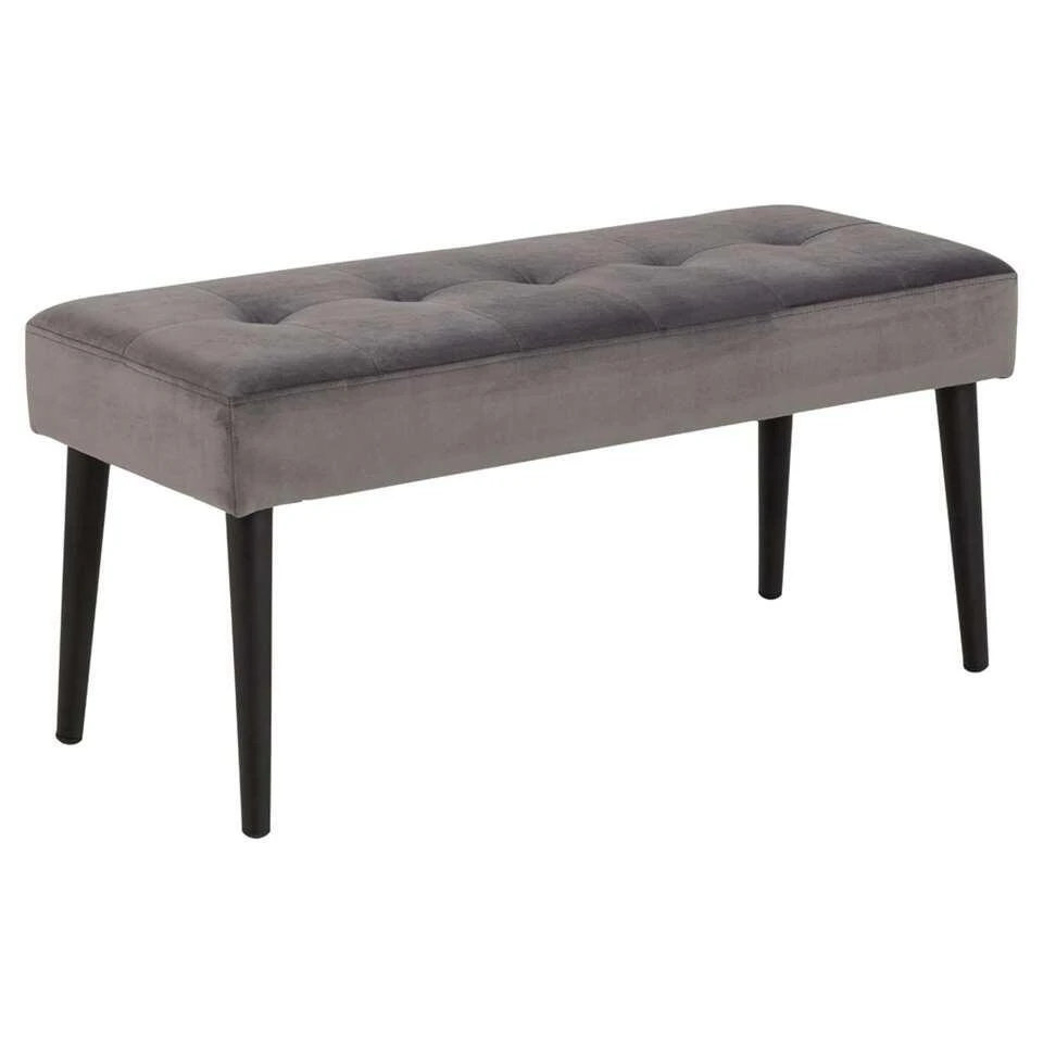 Bankje Gaby - Fluweel - Donkergrijs - 45x95x38 Cm 1 Bankje Gaby - Fluweel - Donkergrijs - 45x95x38 Cm