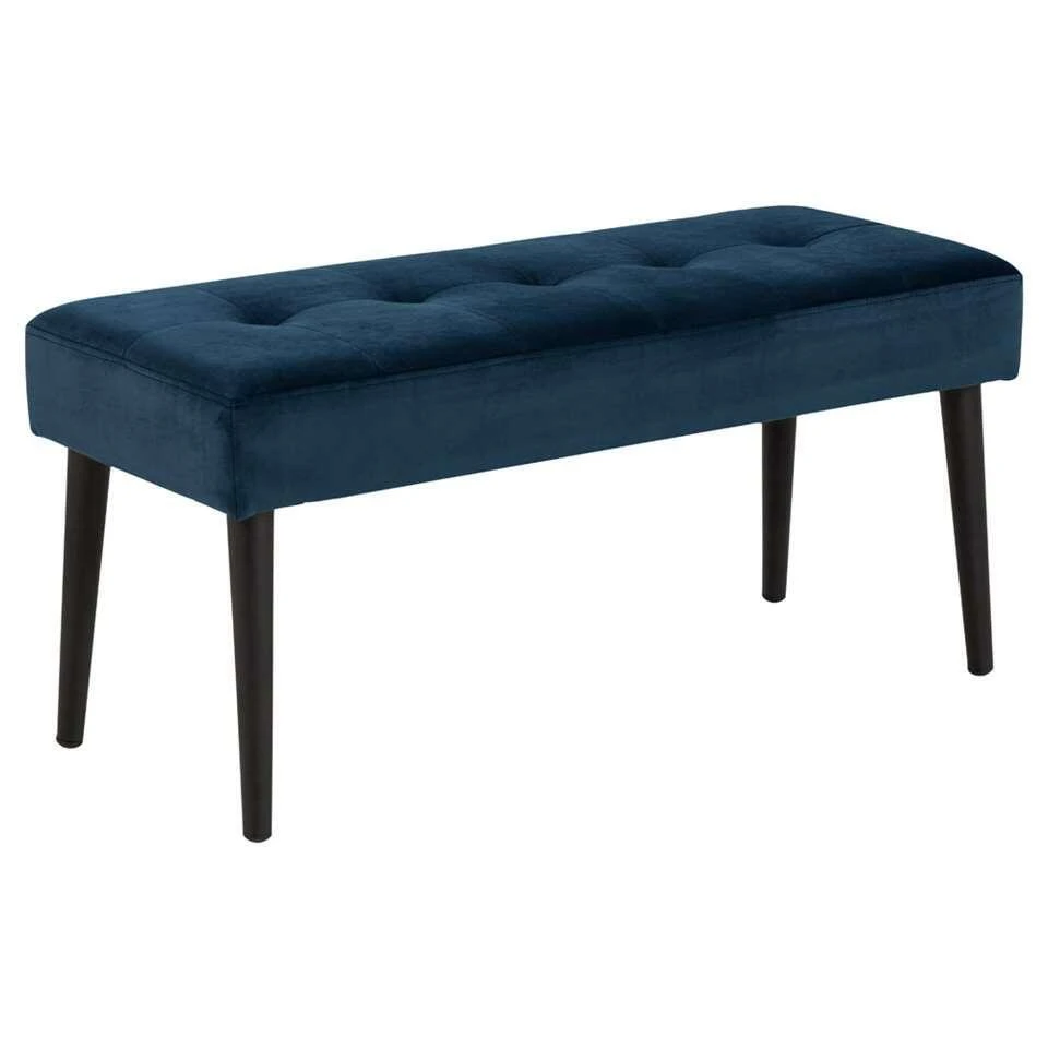 Bankje Gaby - Fluweel - Donkerblauw - 45x95x38 Cm 1 Bankje Gaby - Fluweel - Donkerblauw - 45x95x38 Cm