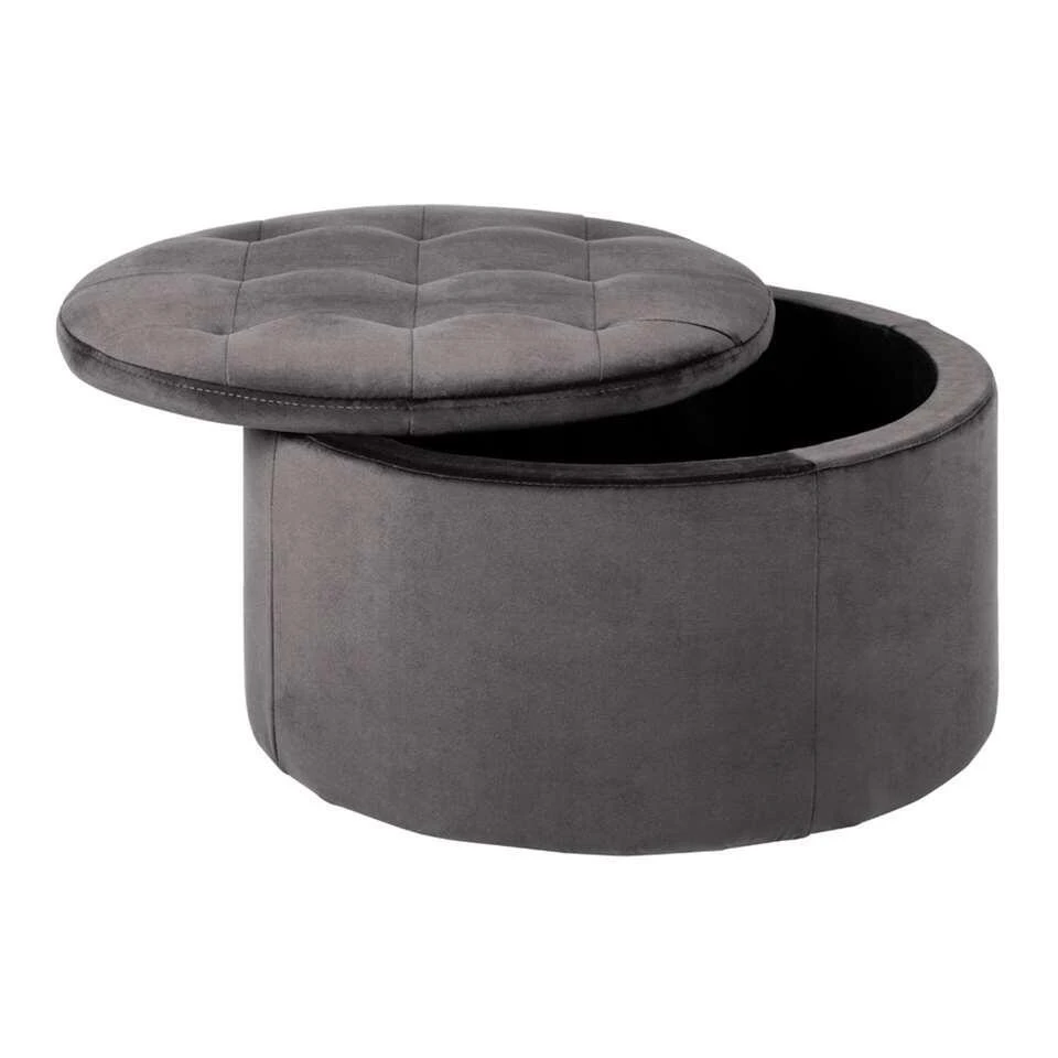 Poef Debussy - Donkergrijs - 35xØ60 Cm 1 Poef Debussy - Donkergrijs - 35xØ60 Cm