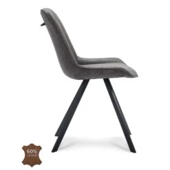 Eetkamerstoel Brent - Microleder - Grijs - 2 Stuks -Relax Verkoop 81027089 0400