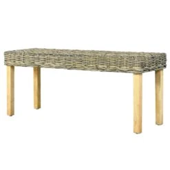 VidaXL Bankje 110 Cm Natuurlijk Kubu Rattan En Massief Mangohout -Relax Verkoop 88b43365922d4f5bbfc6dc415c47e386