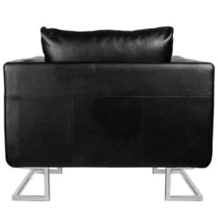 VidaXL Fauteuil Met Verchroomde Poten Kubus Kunstleer Zwart -Relax Verkoop 93bee6ea907141989ed05333500510b1