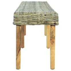VidaXL Bankje 160 Cm Natuurlijk Kubu Rattan En Massief Mangohout -Relax Verkoop 970ad588735e4bb1857b2adc87041809
