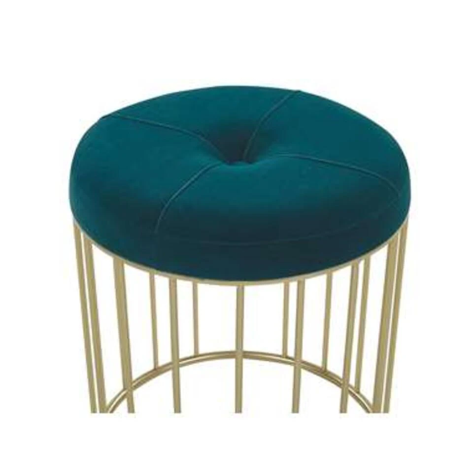 Beliani Hocker LUBBOCK - Blauw Fluweel 2 Beliani Hocker LUBBOCK - Blauw Fluweel - Image 2