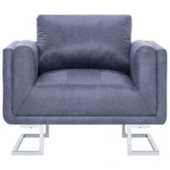 VidaXL Fauteuil Kubus Kunstsuède Grijs 6 VidaXL Fauteuil Kubus Kunstsuède Grijs -Relax Verkoop 9cee1d1424014affa649775f486e5338