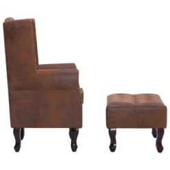 VidaXL Fauteuil En Voetenbank Chesterfield-stijl Kunstsuède Bruin -Relax Verkoop a2879054251d4744b17e532ce32deb87