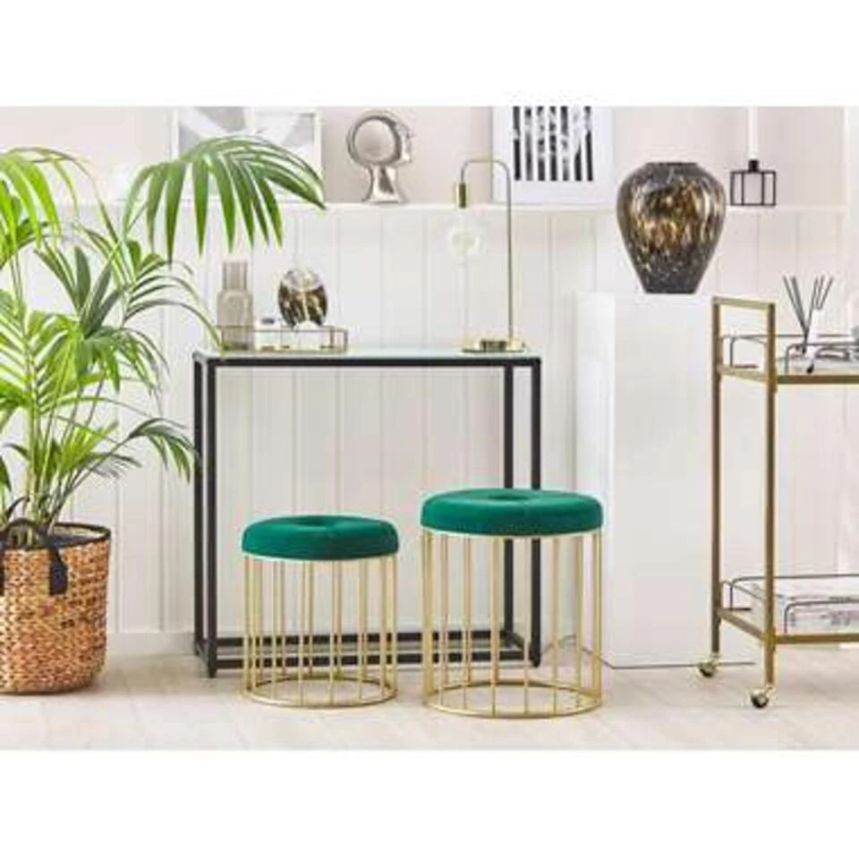 Beliani Hocker LUBBOCK - Groen Fluweel 2 Beliani Hocker LUBBOCK - Groen Fluweel - Image 2