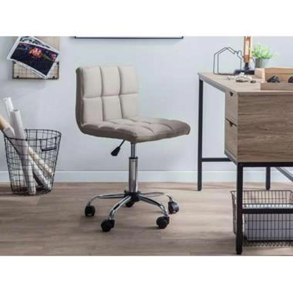 Beliani Bureaustoel MARION - Beige Polyester 2 Beliani Bureaustoel MARION - Beige Polyester - Image 2