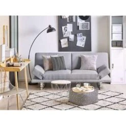 Beliani Slaapbank - YORK Grijs Polyester -Relax Verkoop a7acbbf0f23740d7a278b13af8d68a22