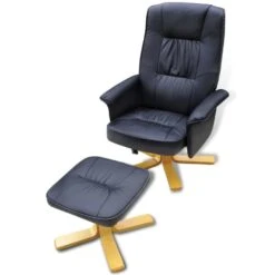 VidaXL Fauteuil Met Voetenbankje Kunstleer Zwart -Relax Verkoop b04c8bc1b9e54529ade4a1ea0c3aa340