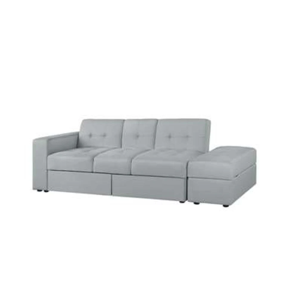 Beliani Driezitsbank - FALSTER Grijs Polyester 4 Beliani Driezitsbank - FALSTER Grijs Polyester - Image 4