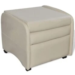 VidaXL Fauteuil Inklapbaar Kunstleer Crème -Relax Verkoop b389aa13d4a8403195f51737325a60fa