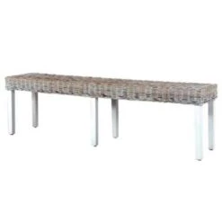 VidaXL Bankje 160 Cm Natuurlijk Kubu Rattan En Massief Mangohout Wit -Relax Verkoop b60a825701e14f0ca15e9f26ac85d619