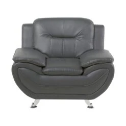 Beliani Fauteuil LEIRA - Grijs Kunstleer -Relax Verkoop c0779c4c6b824d5fb1b1ffaf9bf4c105