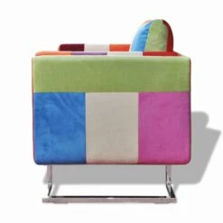 VidaXL Fauteuil Met Patchwork Ontwerp En Verchroomde Poten Kubus Stof -Relax Verkoop c352cfcc2eea485ba32914c17c83b8ce