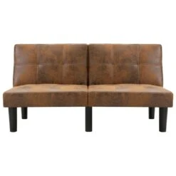 VidaXL Tweezitsbank Kunstsuède Bruin -Relax Verkoop d1884241ece14387866e0ed1e57195a6